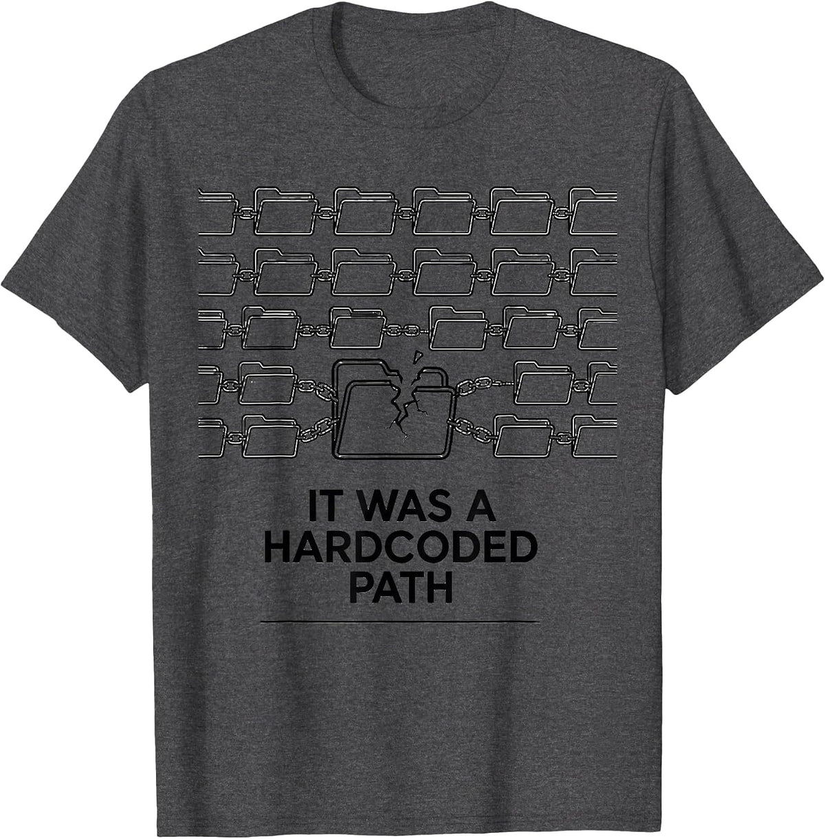 Men's It Was A Hardcoded Path Funny IT Support Programmer Tech T-Shirt - Dark Heather Grey