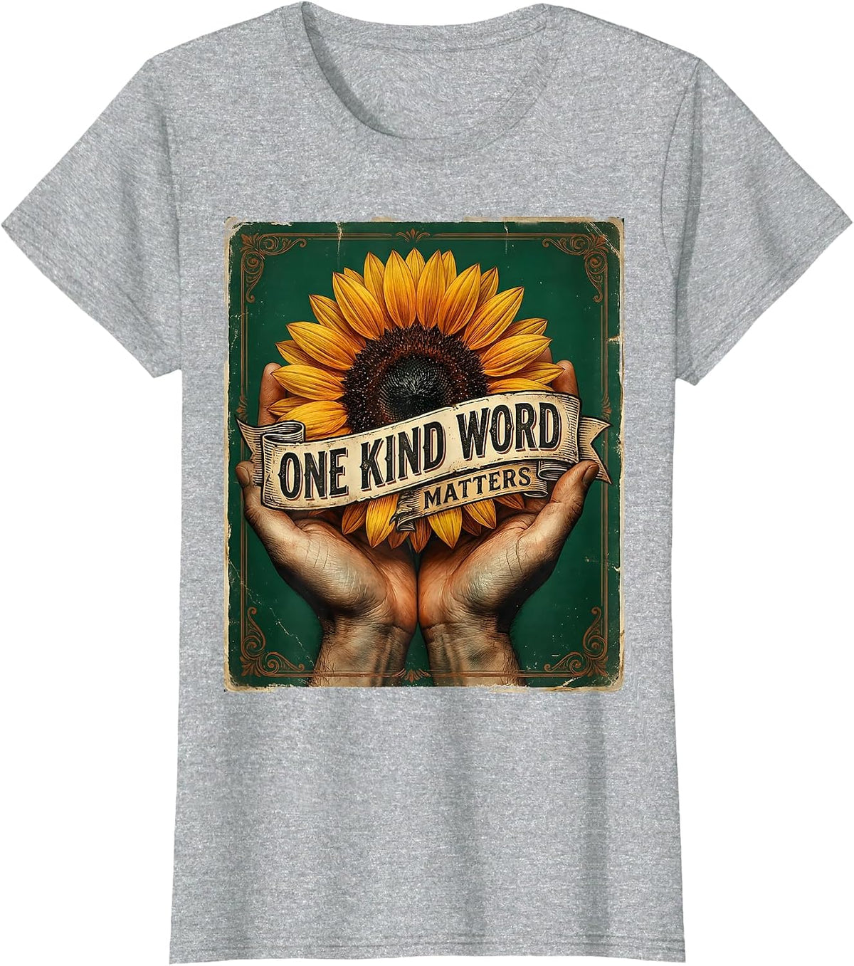 Women's One Kind Word Matters Kindness Design T-Shirt - Heather Grey