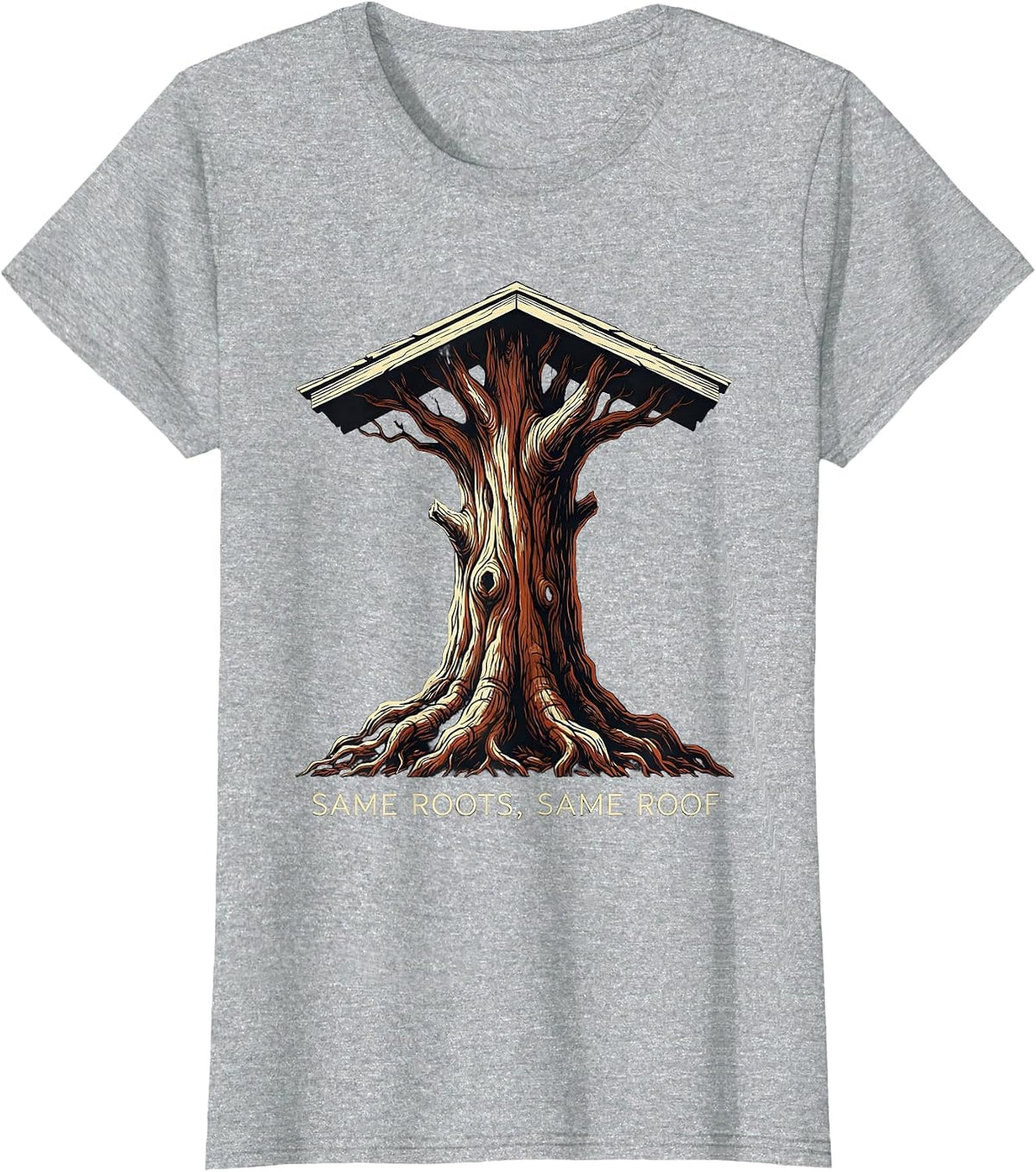 Same Roots, Same Roof Family Reunion Matching Group T-Shirt - Heather Grey