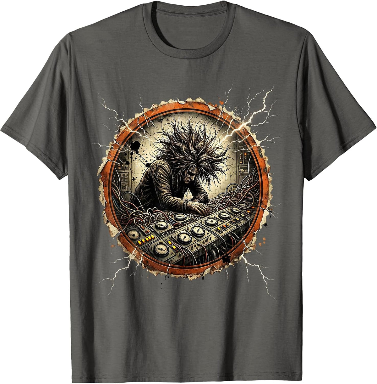 Chaos Coordinator Wild Hair Air Traffic Control T-Shirt - Asphalt Grey
