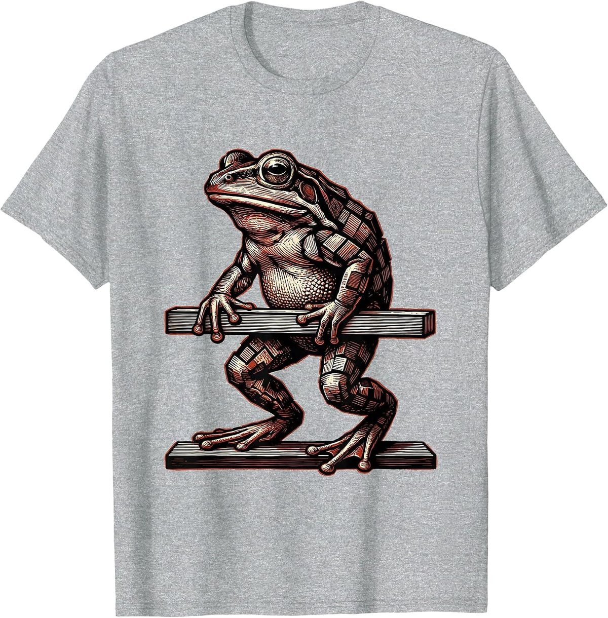 Men's Frog Teacher Letterpress Profession Humor T-Shirt - Heather Grey