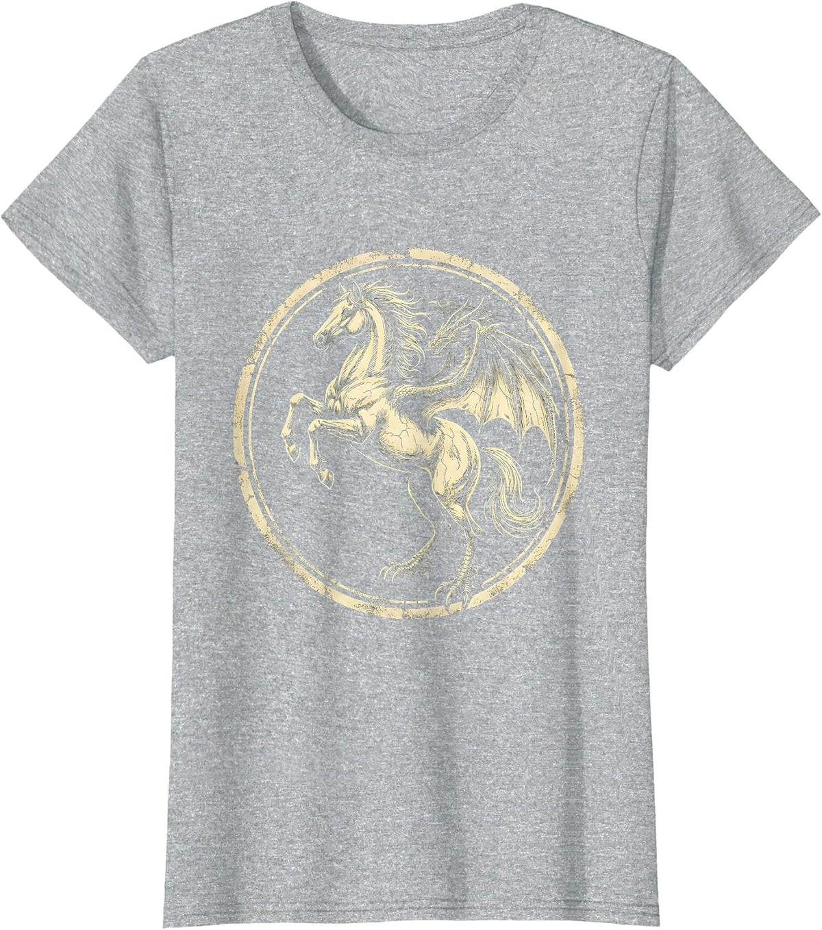 Horse Shadow Dragon Silhouette Graphic T-Shirt - Heather Grey