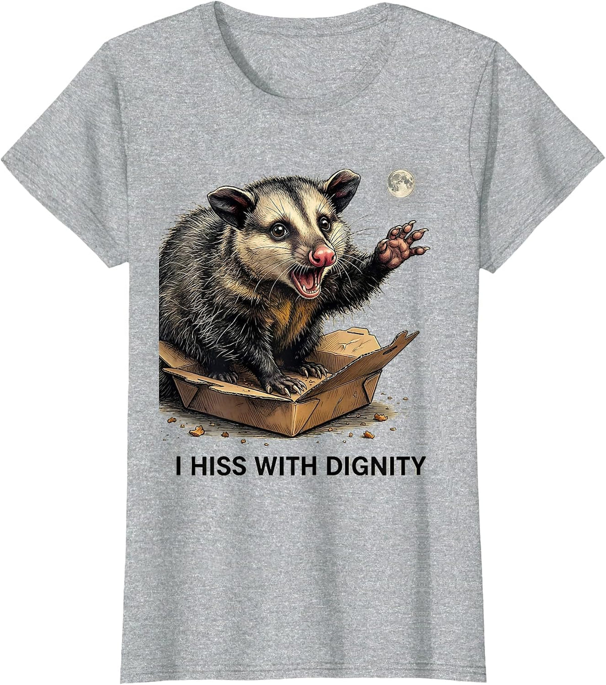 Women's I Hiss With Dignity Funny Opossum Meme Possum Lover T-Shirt - Heather Grey