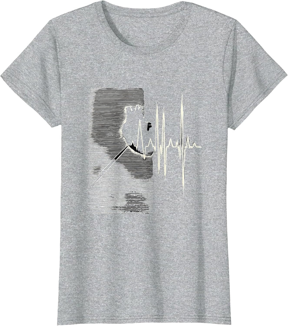 Women's Cardiac Waveform Scratchboard EKG Humor Medical T-Shirt - Heather Grey