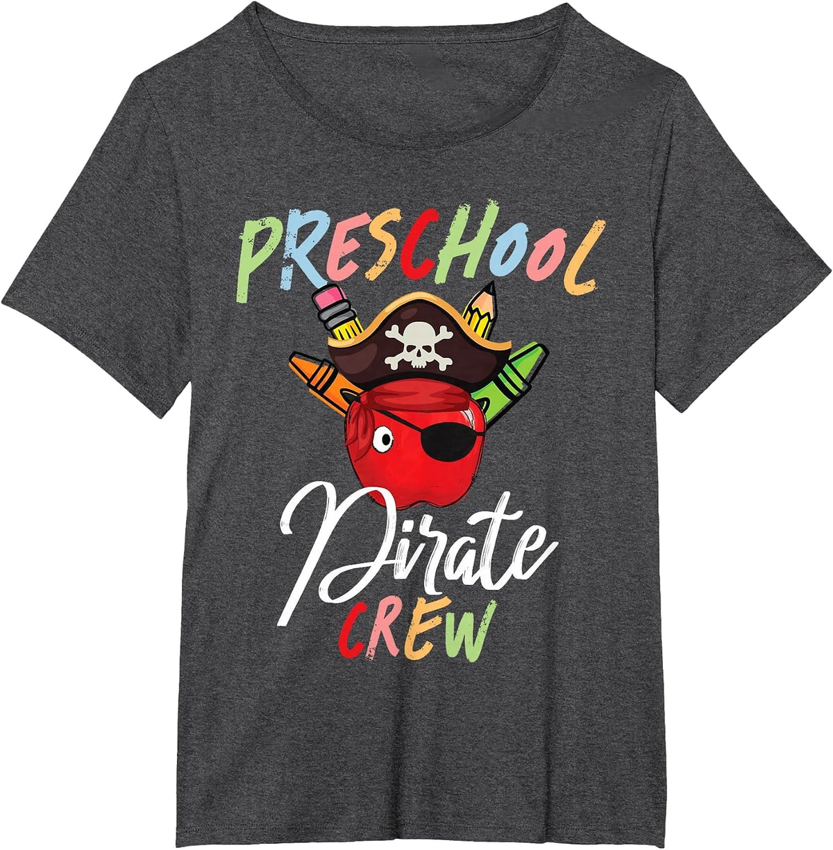 Preschool PreK Teacher Pirate Crew Squad First Day of School T-Shirt - Dark Heather Grey
