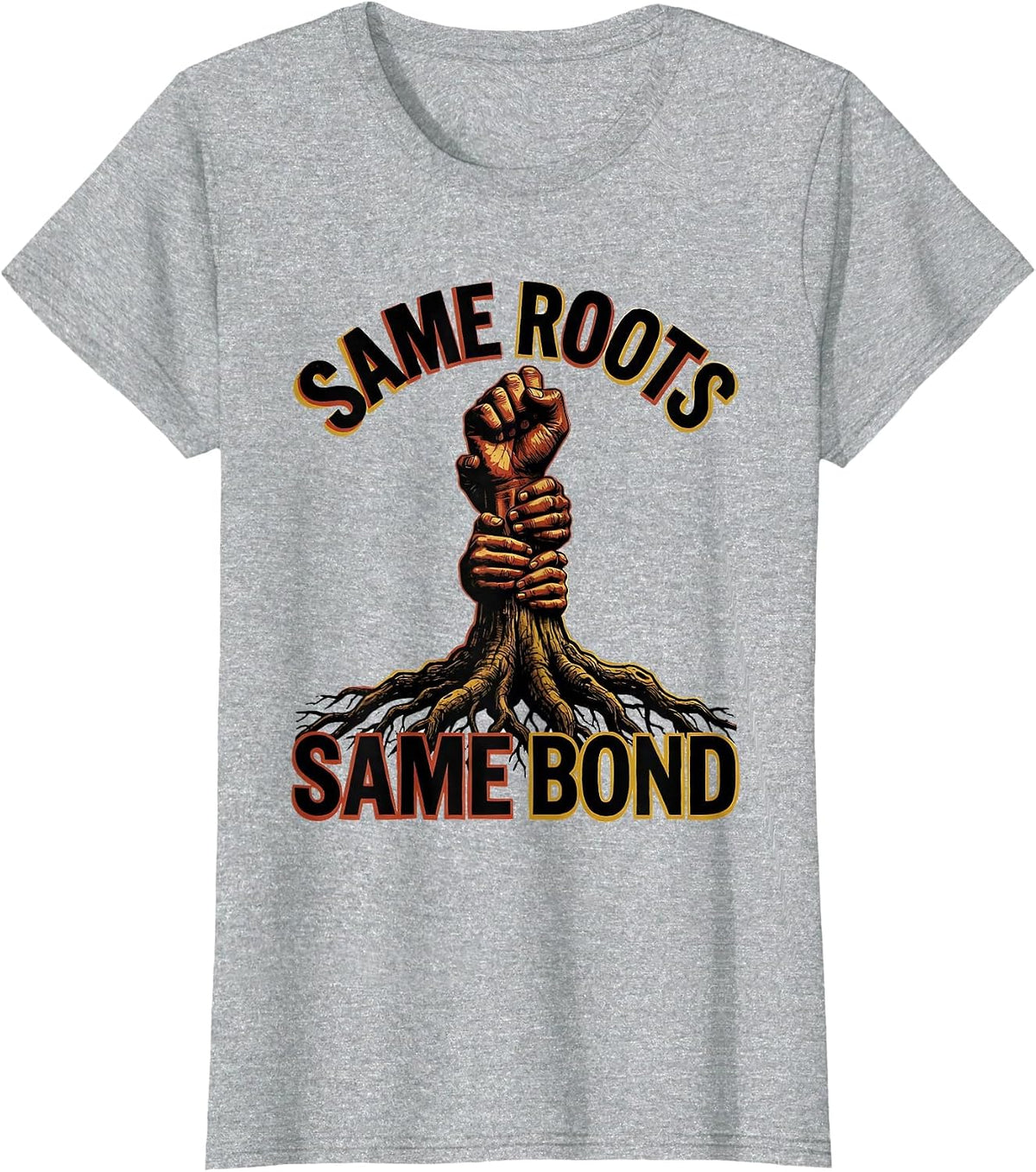 Women's Same Roots Same Bond Family Reunion Matching Group Sentiment T-Shirt - Heather Grey