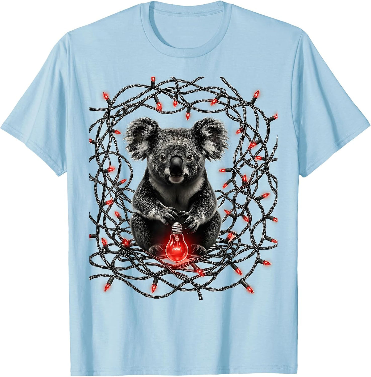 Men's Koala Holiday Lights Cute Australian Animal Gift T-Shirt - Baby Blue