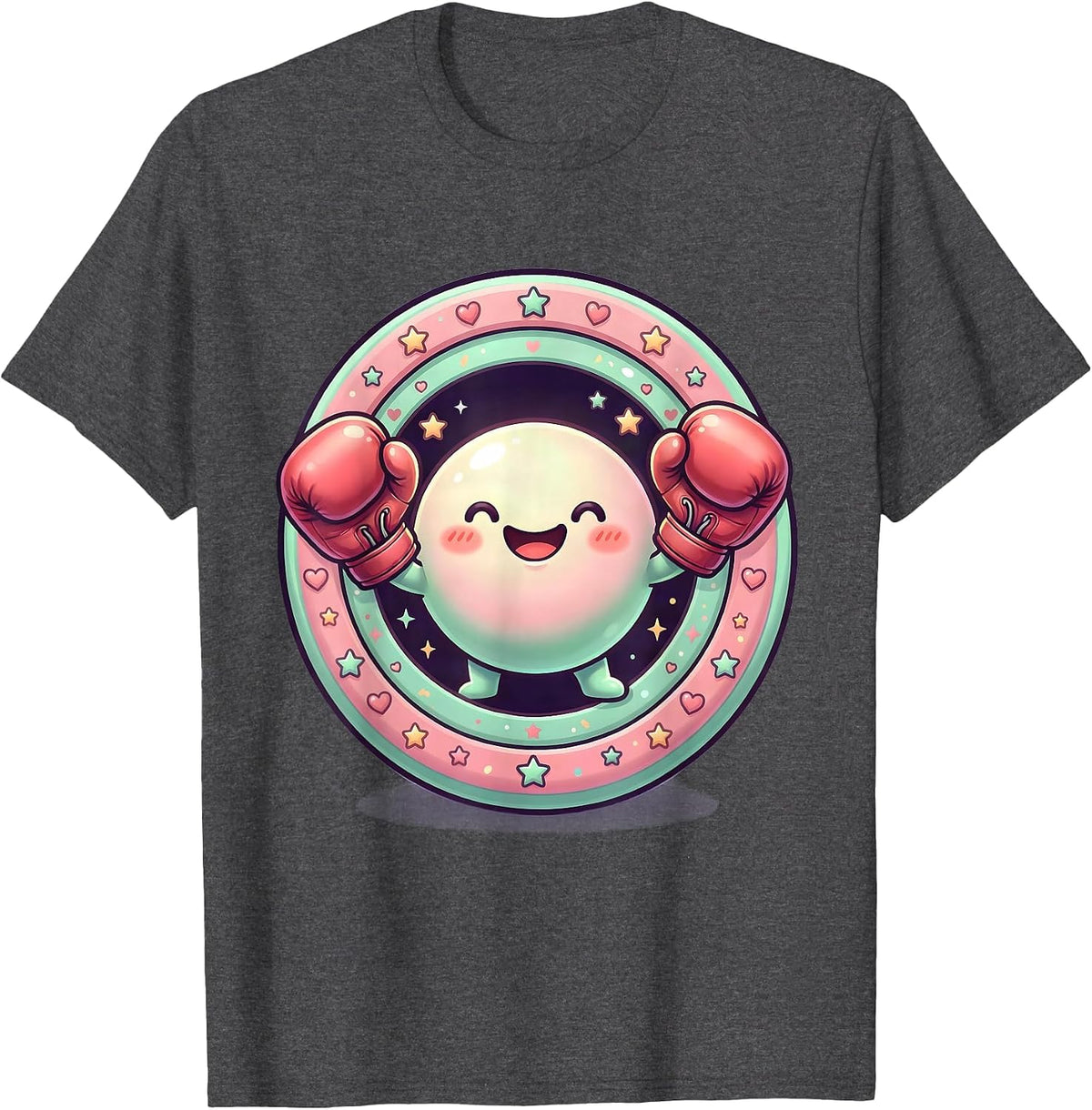 Dot Boy Boxing Gloves Raised Graphic Tee T-Shirt - Dark Heather Grey