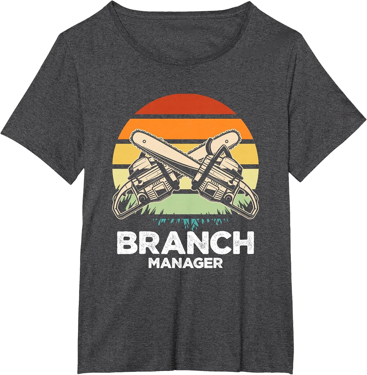 Branch Manager | Retro Lumberjack | Chainsaw Logger T-Shirt - Dark Heather Grey