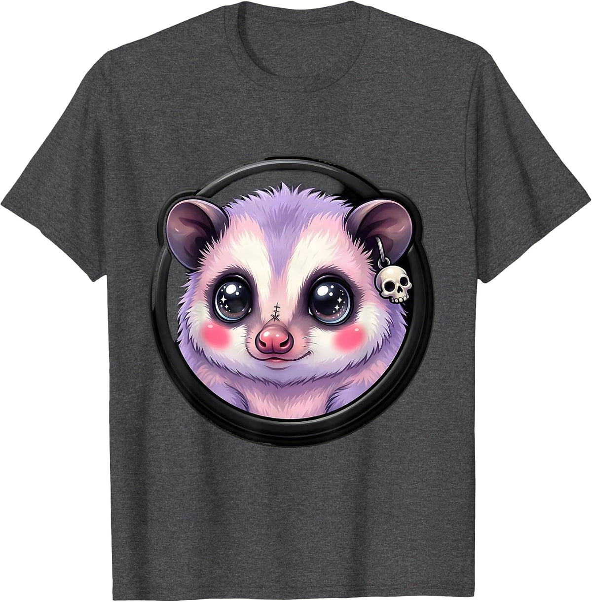 Men's Close-Up Opossum Face Graphic Tee T-Shirt - Dark Heather Grey