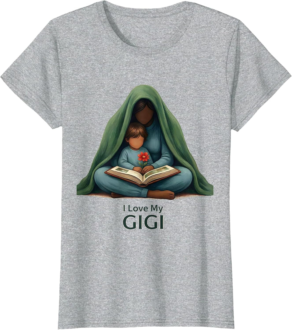 I Love My Gigi Storybook Grandma And Grandkids Grandparents T-Shirt - Heather Grey