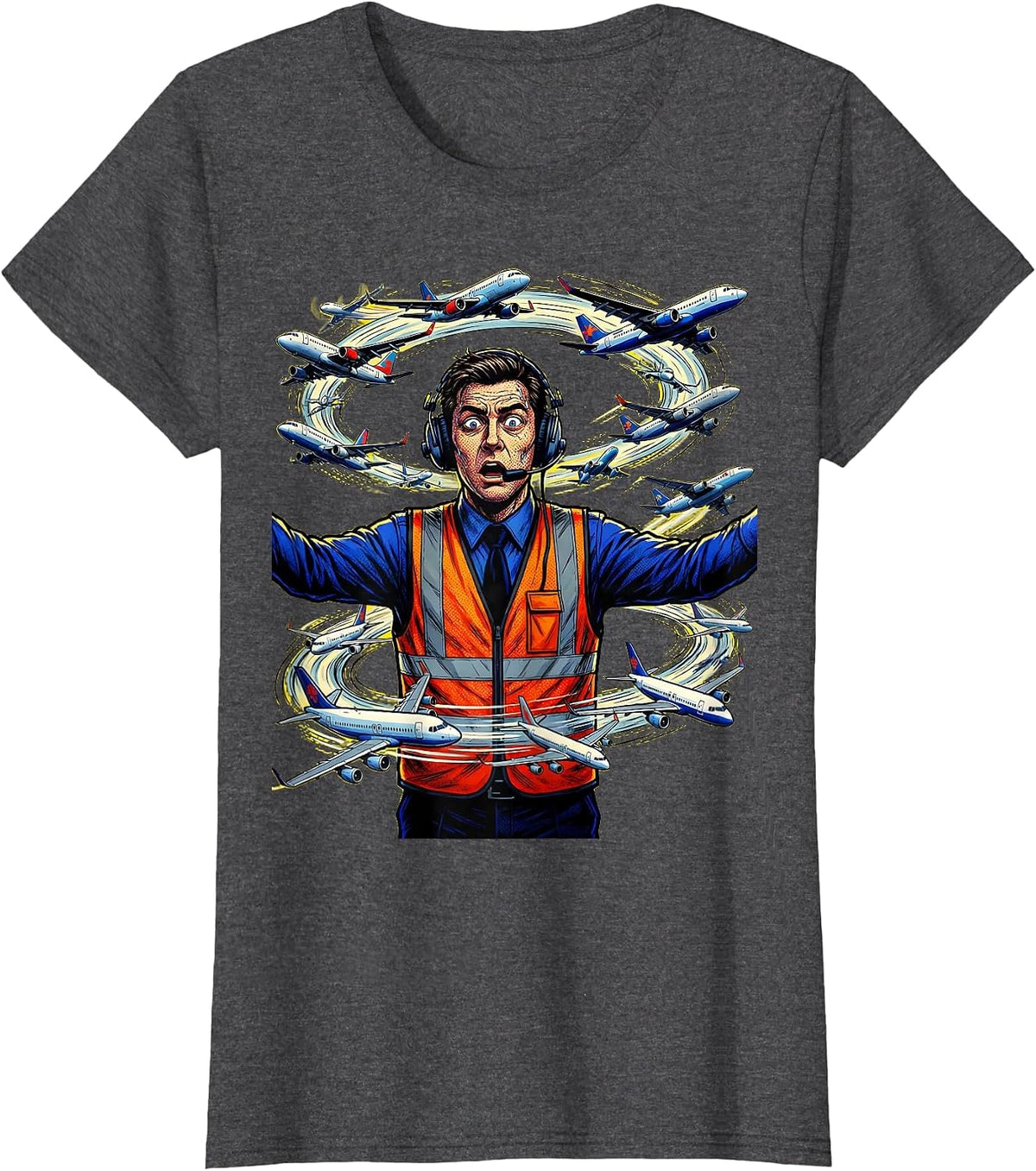 Women's Chaos Coordinator Air Traffic Controller Graphic T-Shirt - Dark Heather Grey
