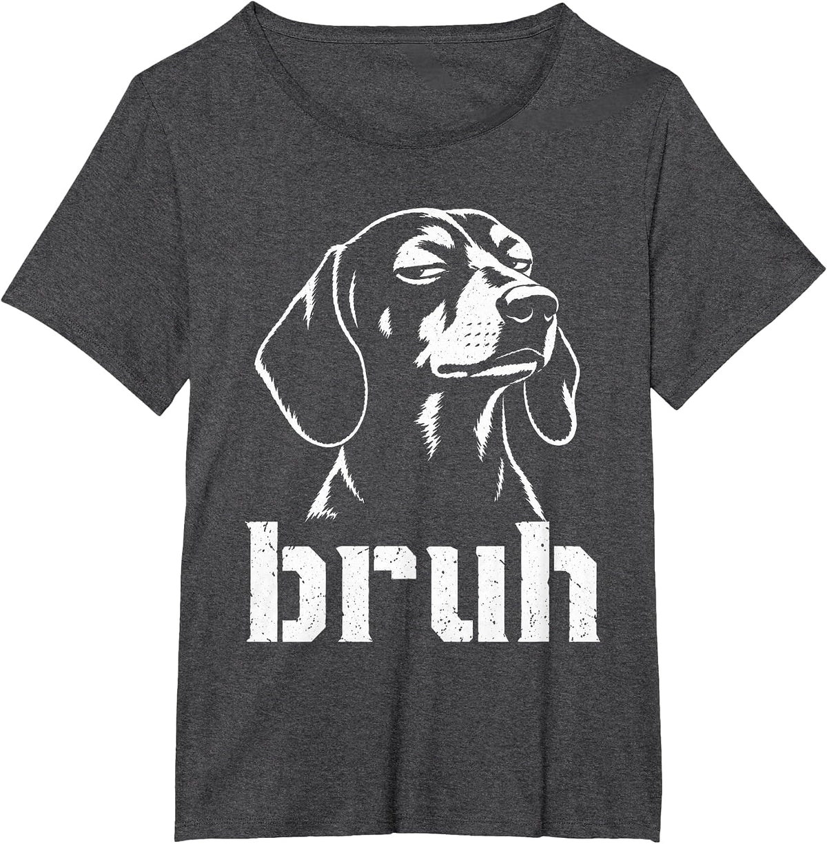 Bruh Funny Dachshund Meme Graphic Dog Mom Dachshund Lovers T-Shirt - Dark Heather Grey