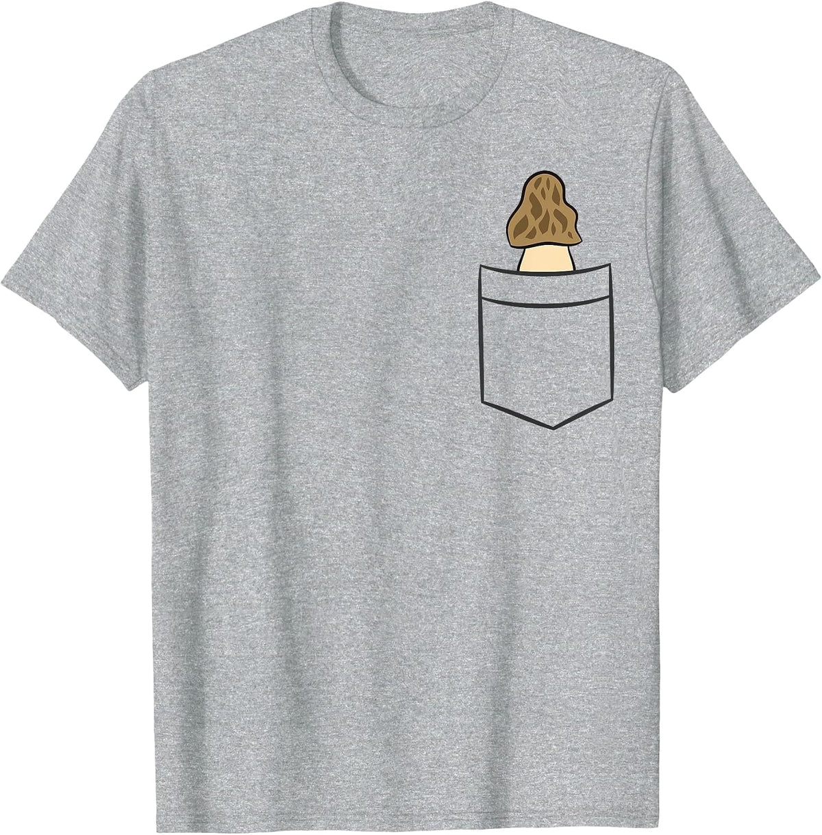 Cute Morel Mushroom in The Pocket Foraging Morels T-Shirt - Heather Grey