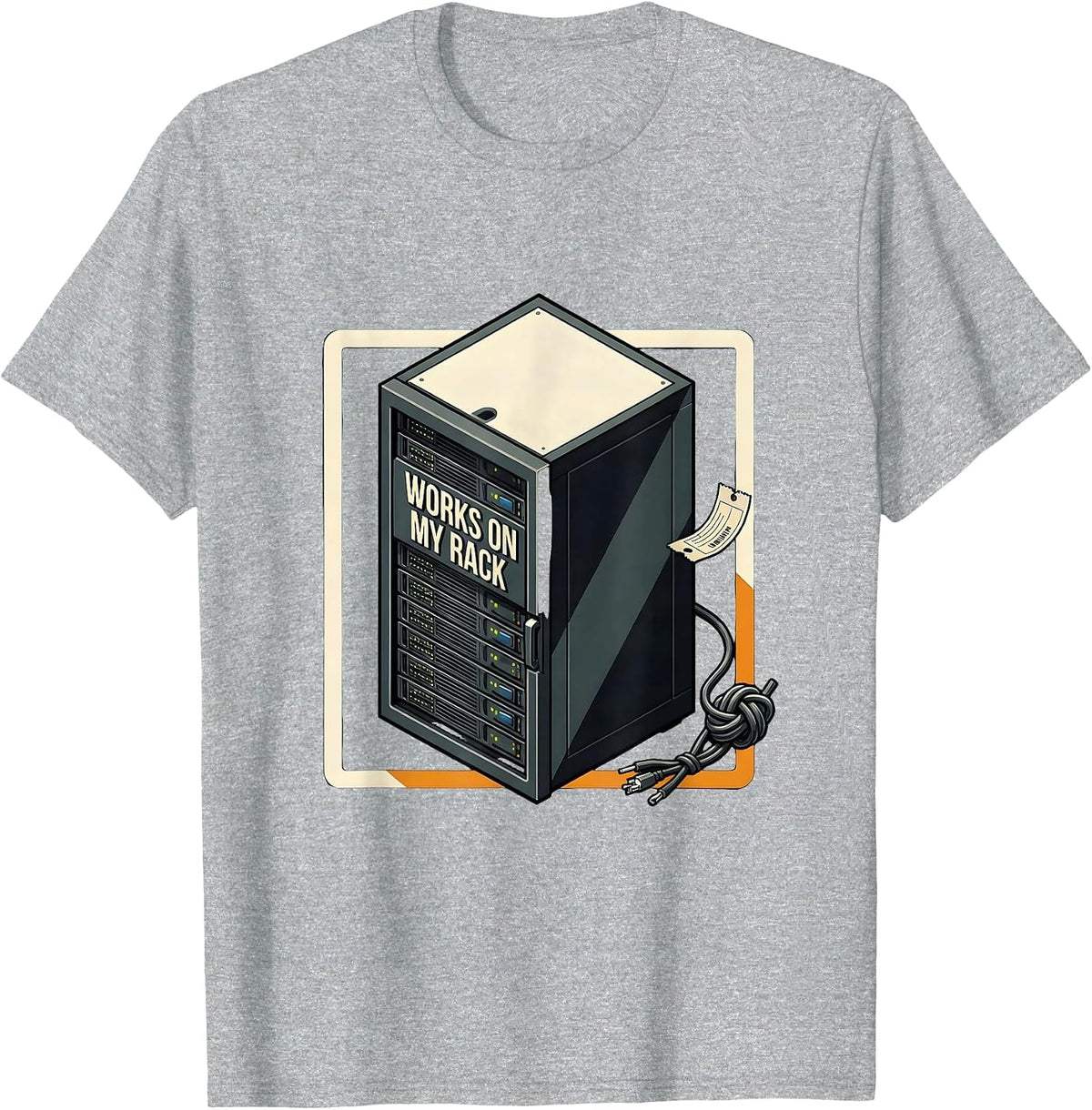 Men's Works On My Rack Funny IT Tech Support Programmer Humor T-Shirt - Heather Grey