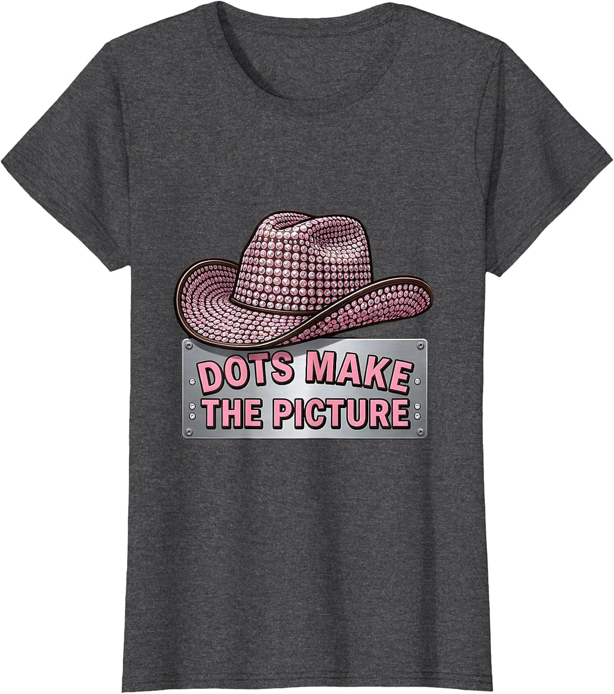 Women's Dots Make The Picture Artistic Dot Design T-Shirt - Dark Heather Grey