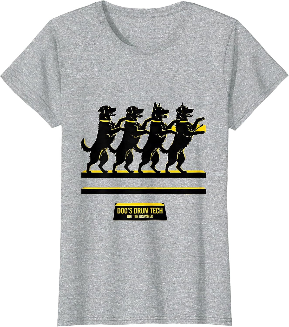 Dog's Drum Tech, Not The Drummer Funny Dog Rock Music Humor T-Shirt - Heather Grey