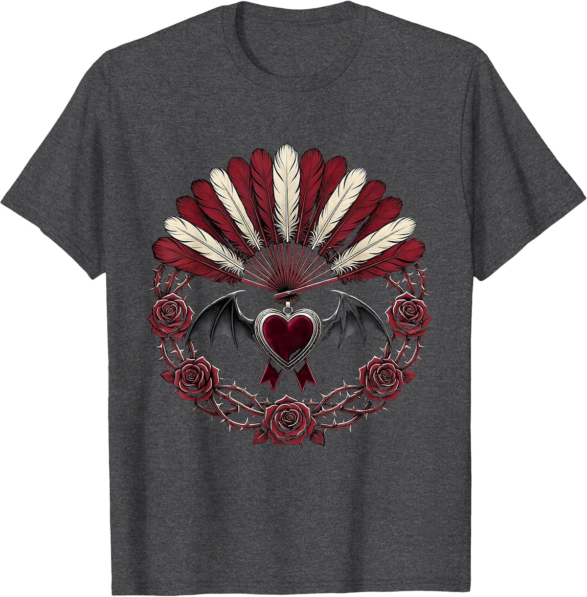 Feathered Showgirl Silhouette Spotlight Glow T-Shirt - Dark Heather Grey
