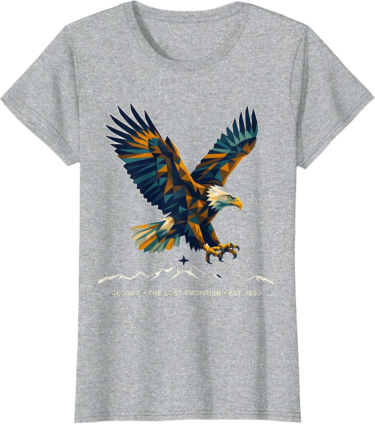 Women's Alaska The Last Frontier Est. 1959 Geometric Eagle Souvenir T-Shirt - Heather Grey