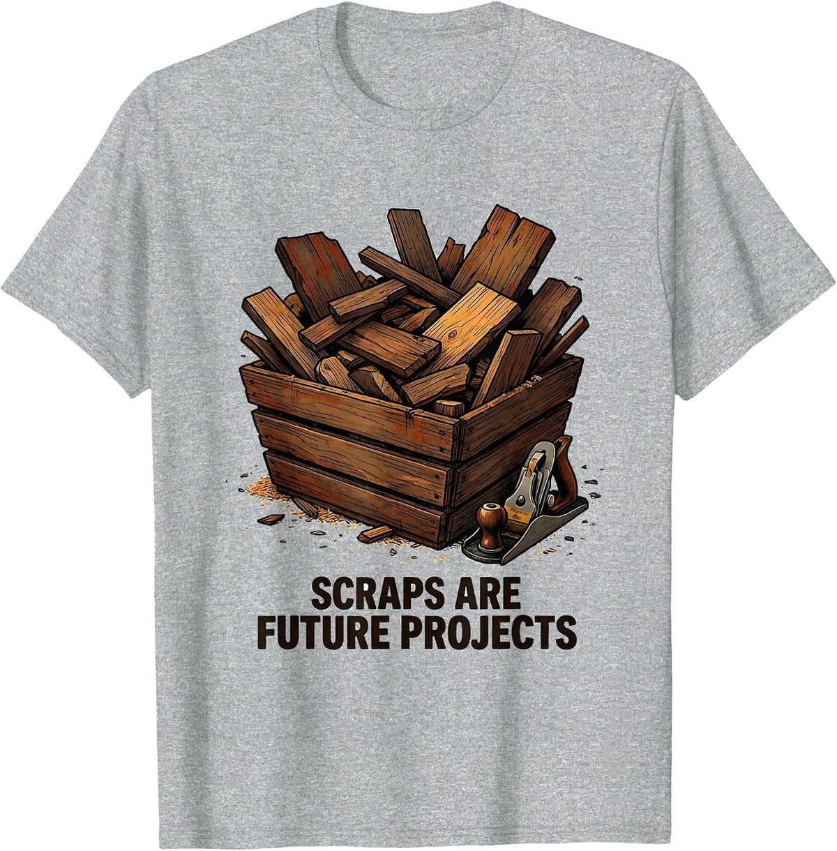 Men's Scraps Are Future Projects Distressed Woodworker Carpenter T-Shirt - Heather Grey
