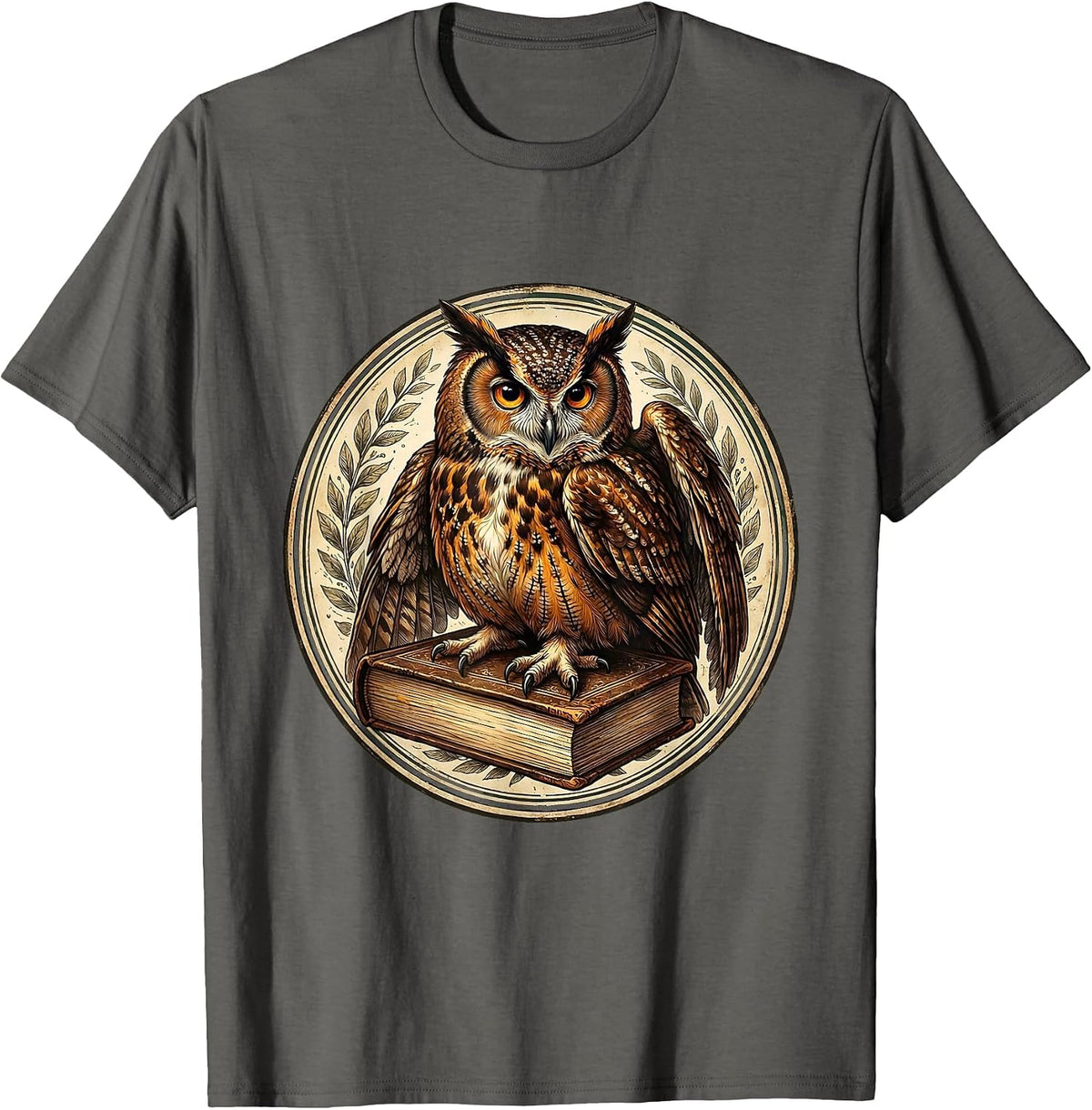 Men's Owl on Dictionary English Teacher Gift T-Shirt - Asphalt Grey