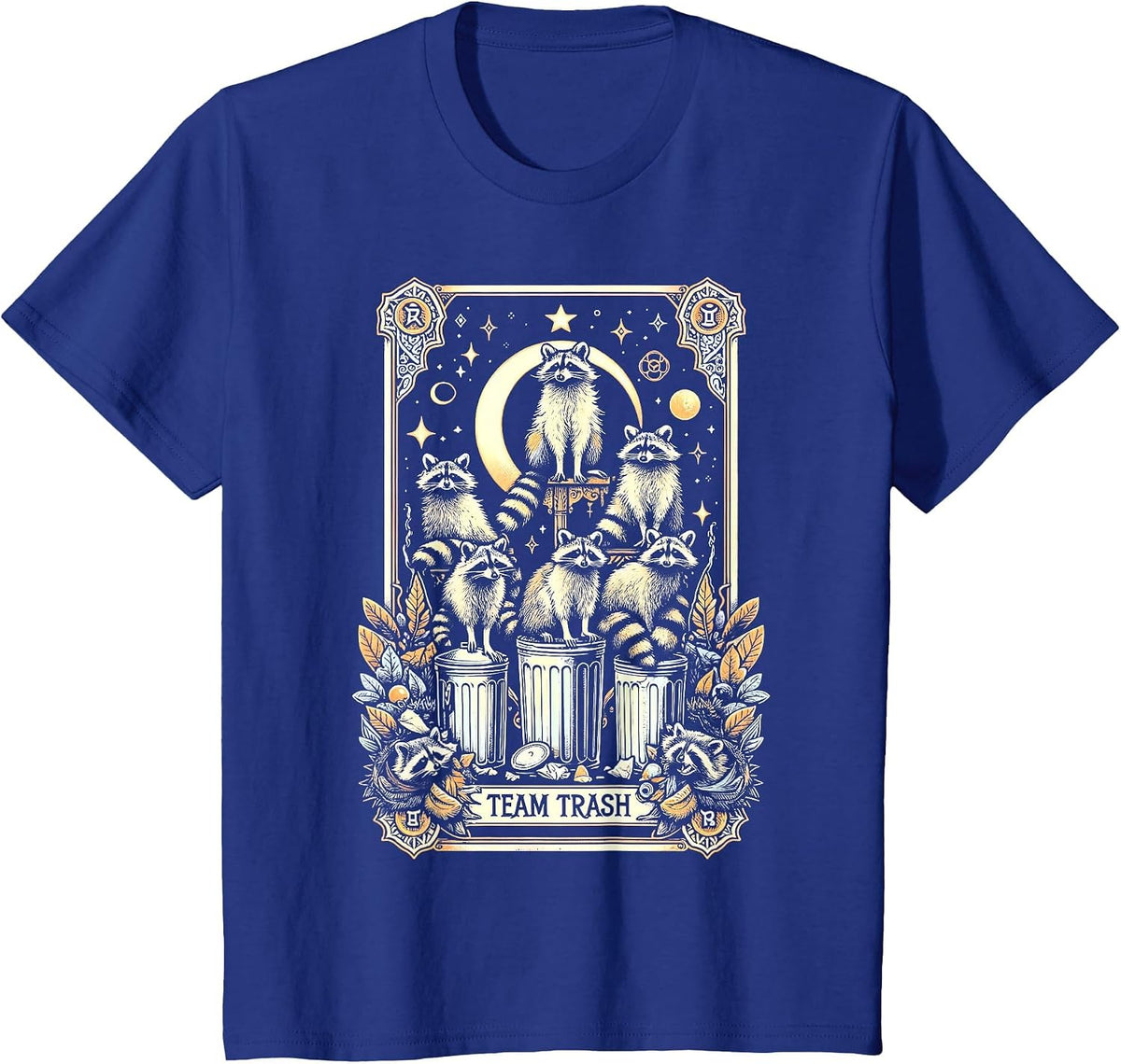 Vintage Team Trash Raccoon Tarot Card Witchcraft Goth Grunge T-Shirt - Royal Blue