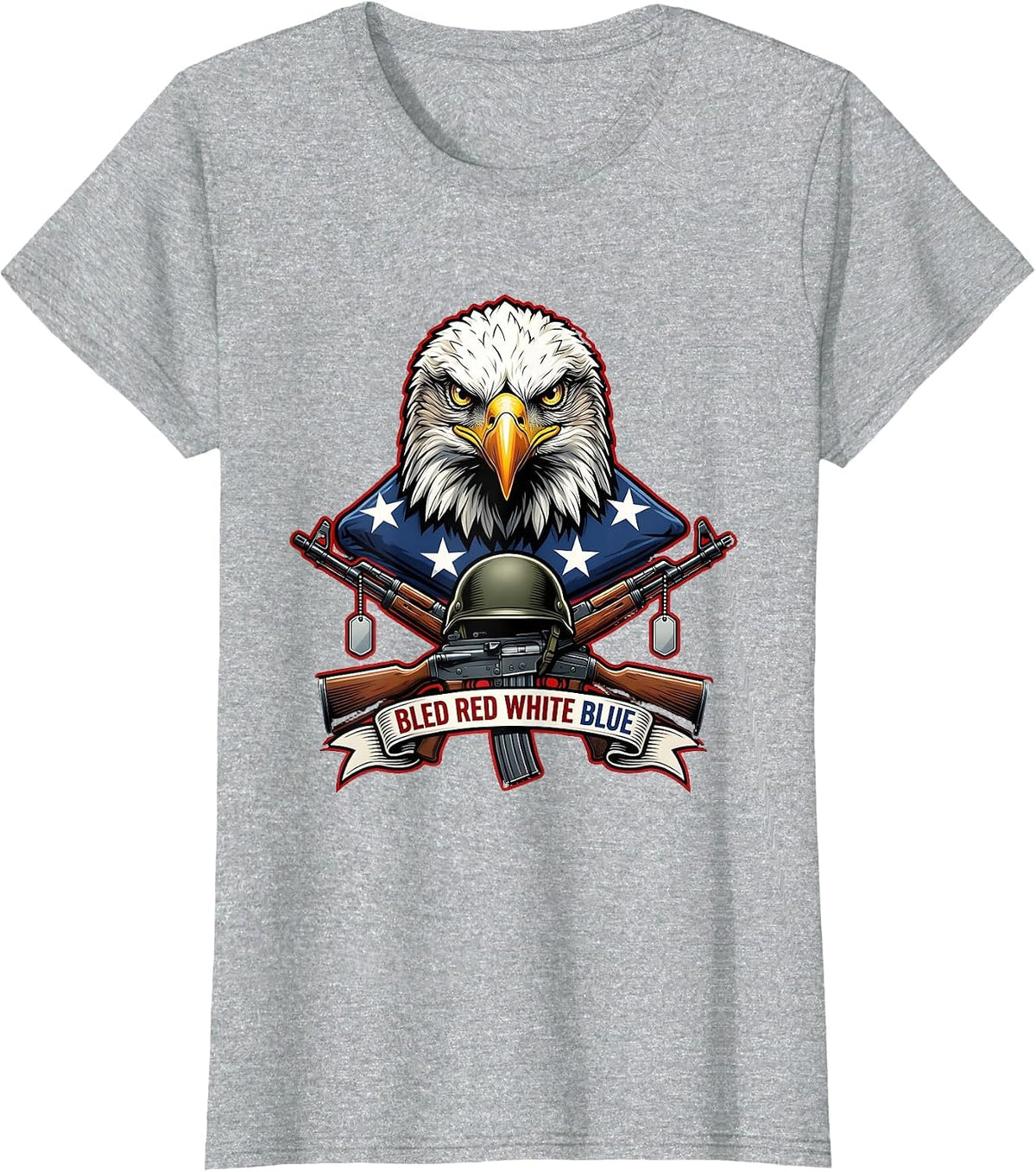 Bled Red White Blue Mens Memorial Day Design T-Shirt - Heather Grey