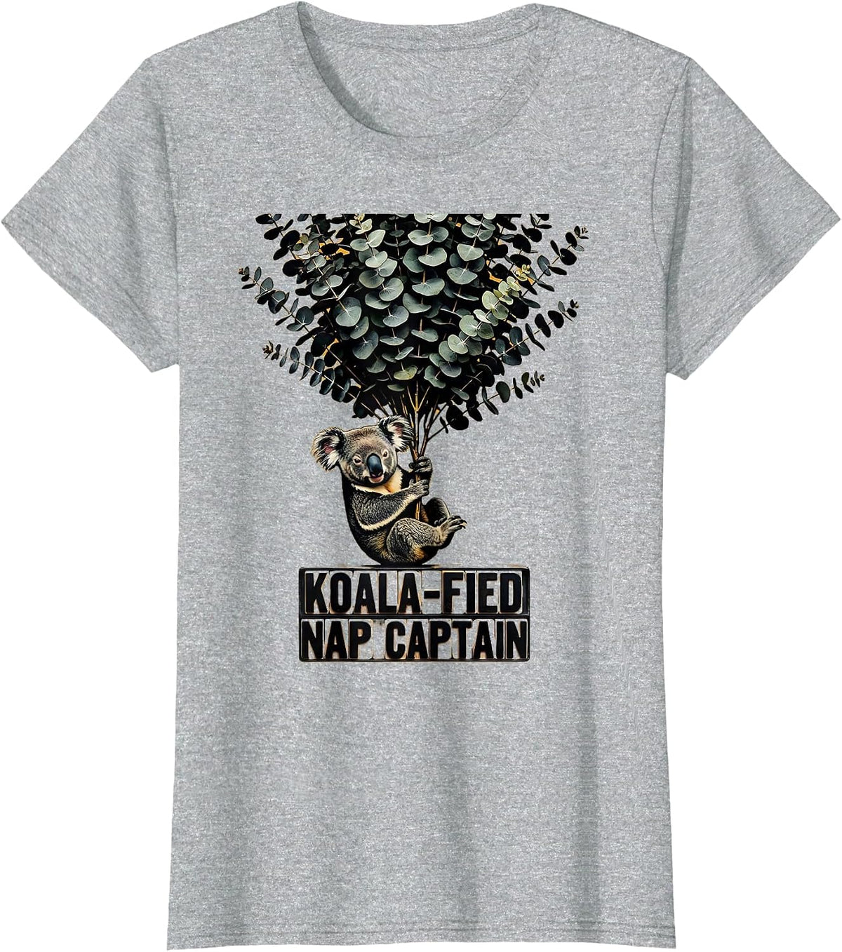 Koala-Fied Nap Captain Cute Koala Lover Humor Animal Gift T-Shirt - Heather Grey