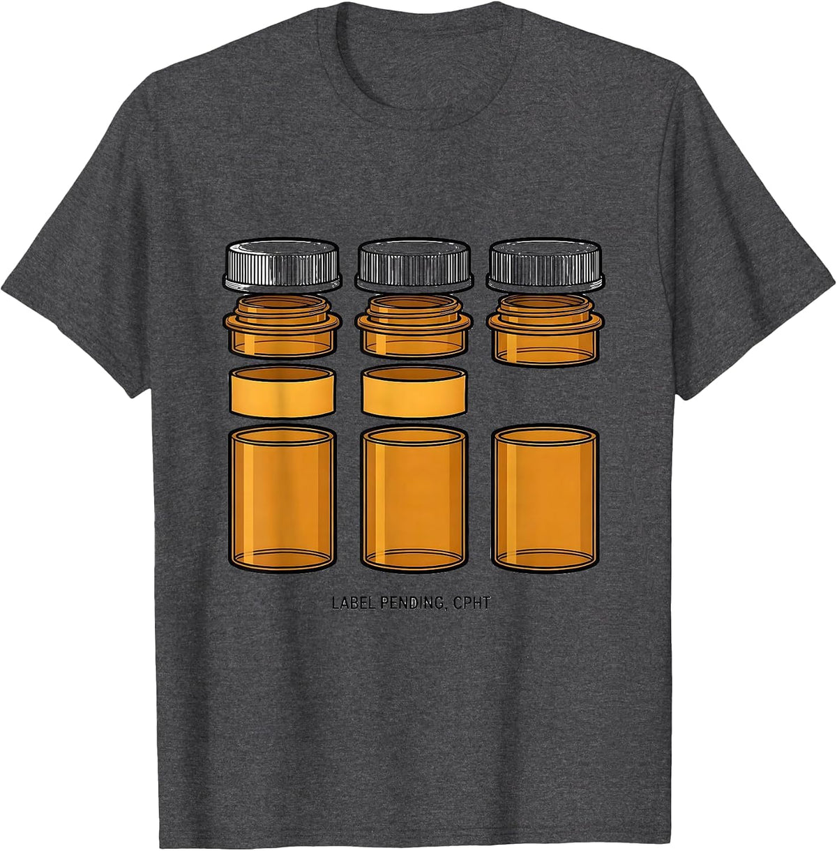 Men's Label Pending CPhT Funny Pharmacy Technician Graduation Gift T-Shirt - Dark Heather Grey