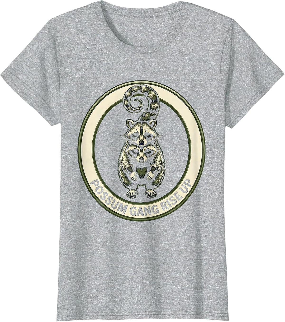 Women's Possum Gang Rise Up Funny Opossum Design T-Shirt - Heather Grey