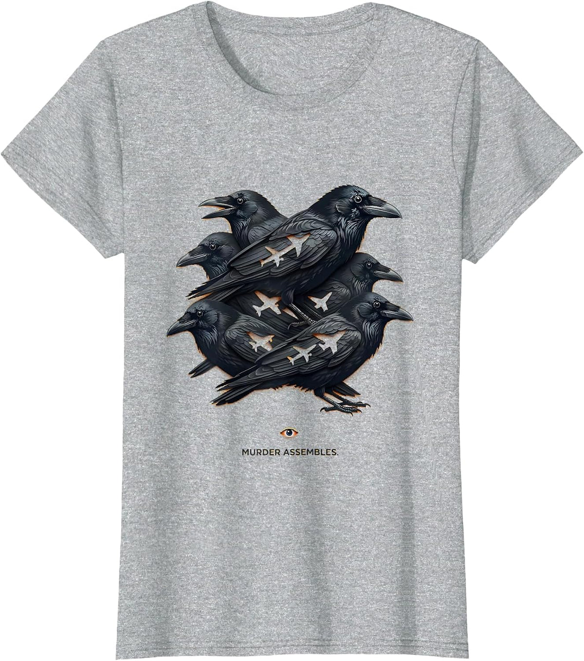 Murder Assembles Dark Humor Crow Murder Bird Lover Gothic T-Shirt - Heather Grey