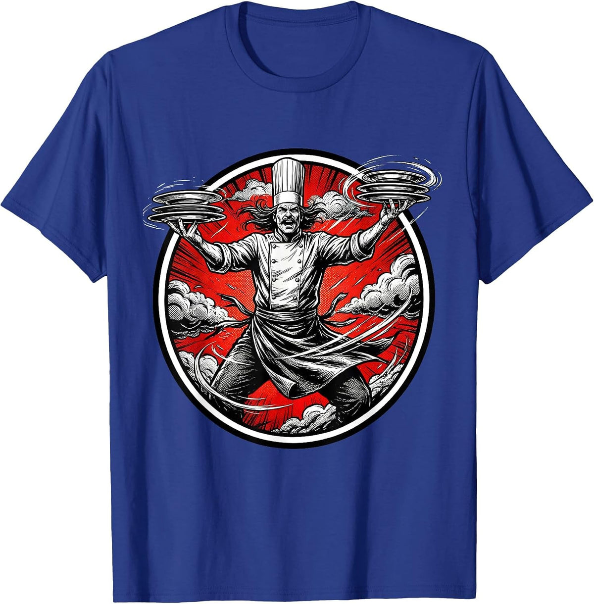 Chaos Coordinator Chef Spinning Plates Storm Graphic T-Shirt - Royal Blue