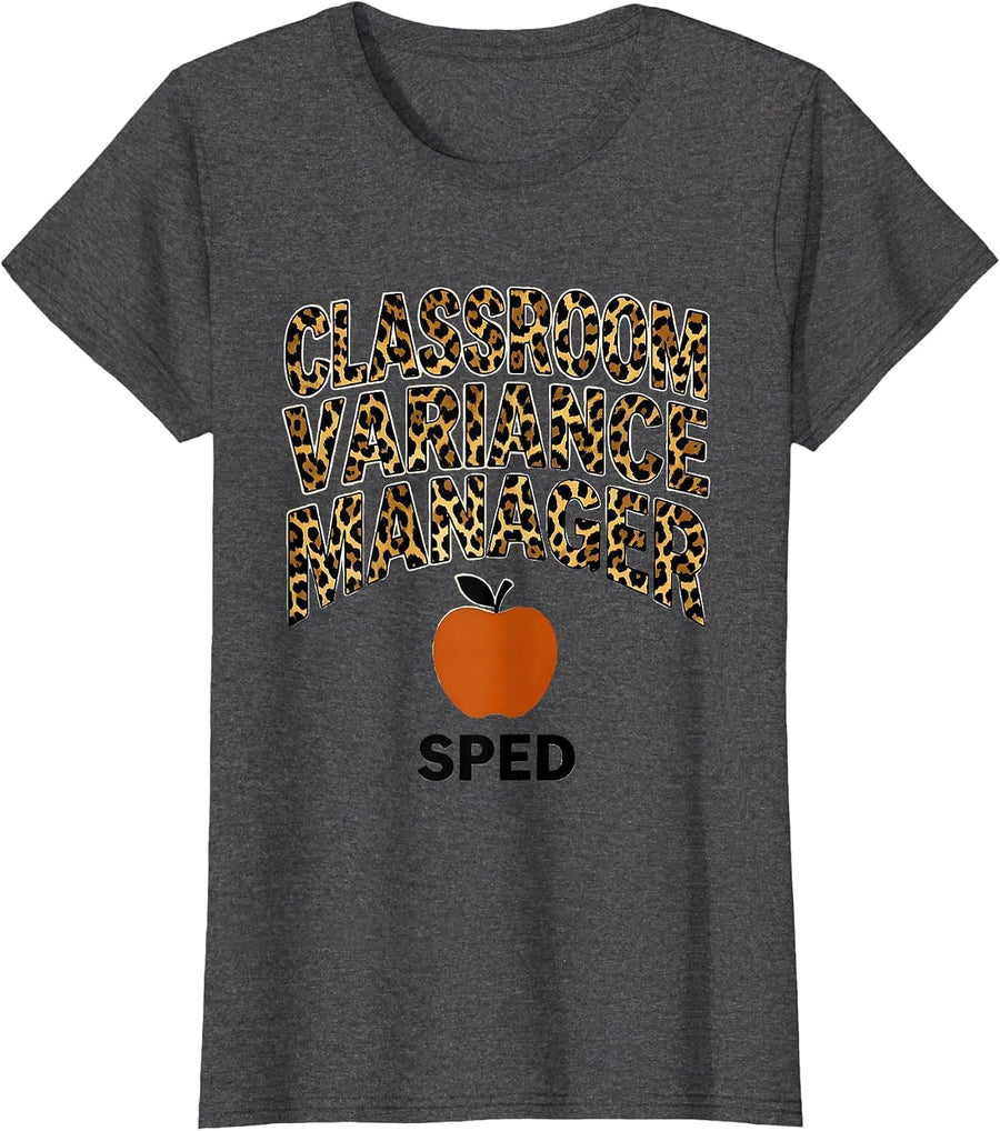Women's Classroom Variance Manager SPED Funny Chaos Coordinator T-Shirt - Dark Heather Grey