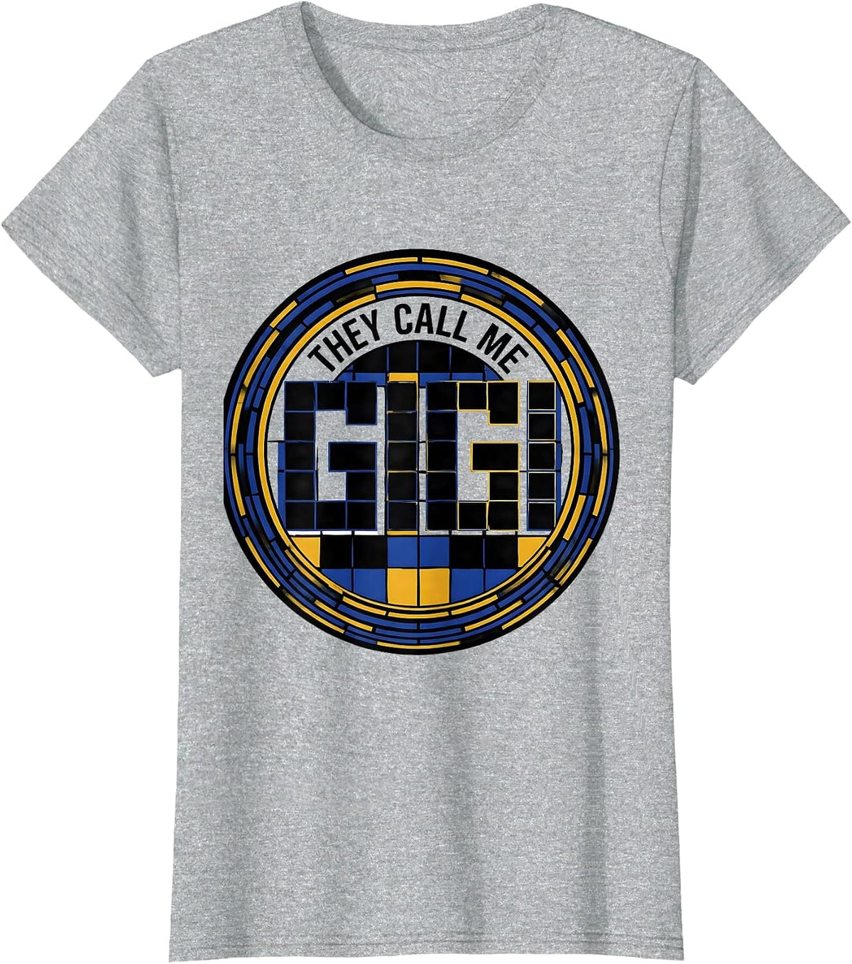 Women's They Call Me Gigi Geometric Grandma Nickname Grandparents T-Shirt - Heather Grey