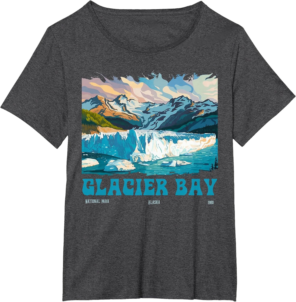 Glacier Bay National Park Alaska Margerie 2026 Men Women T-Shirt - Dark Heather Grey