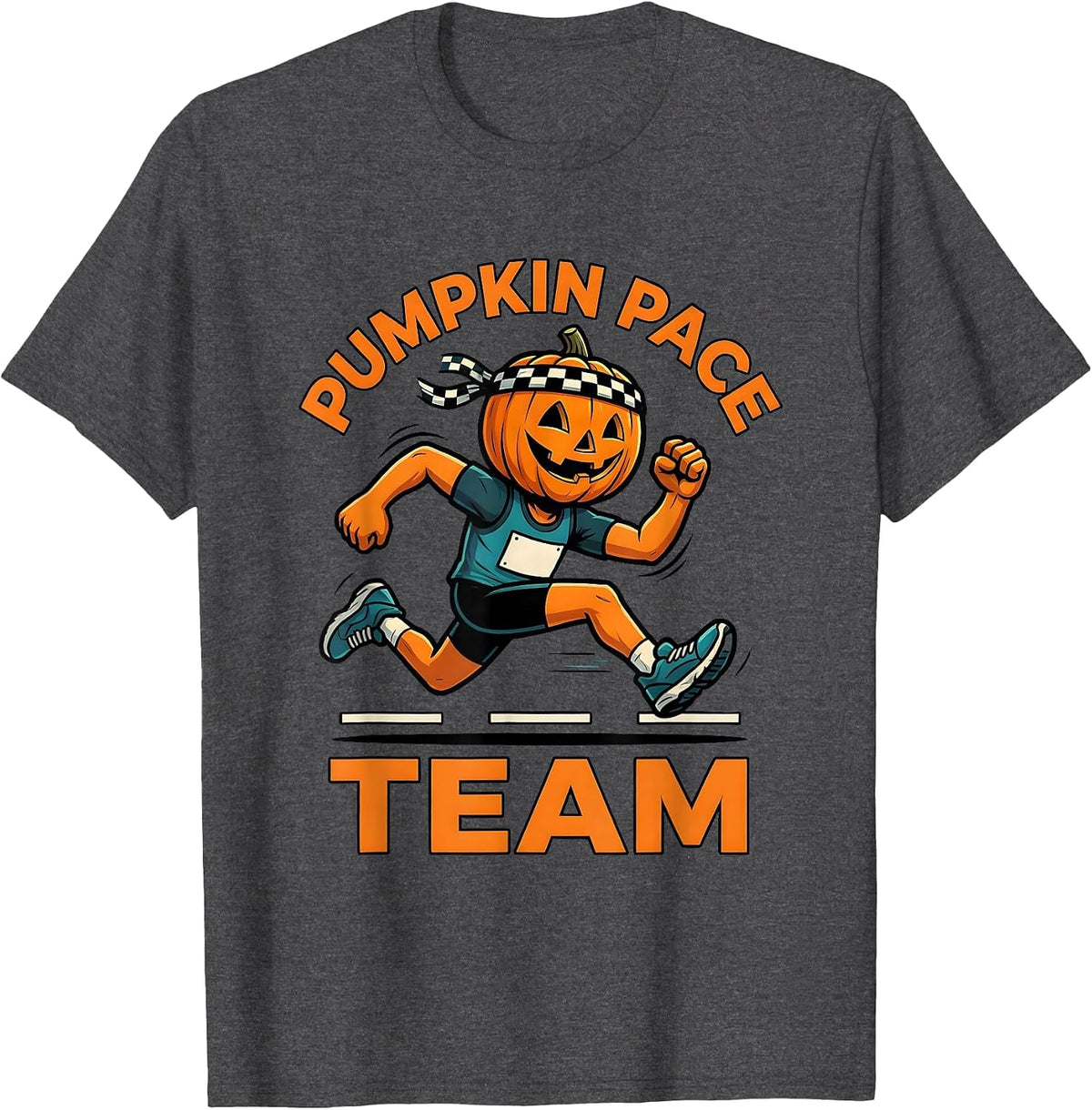 Pumpkin Pace Team Funny Runner Halloween Costume Marathon T-Shirt - Dark Heather Grey