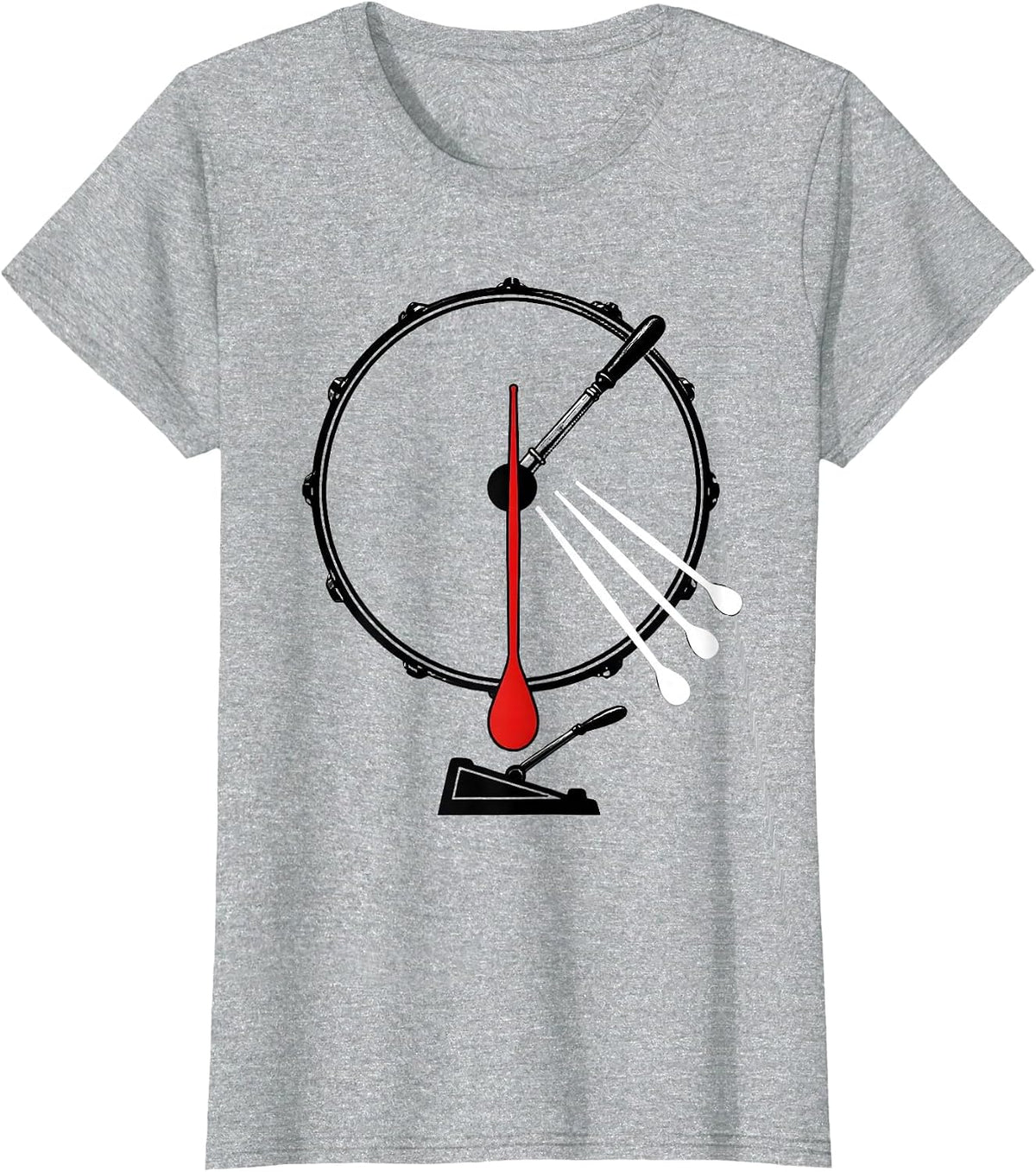 Bass-Drum Metronome Drummer Percussionist Humor T-Shirt - Heather Grey