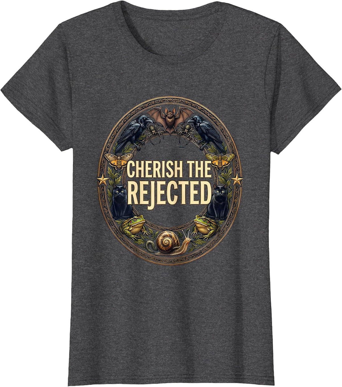 Women's Cherish The Rejected Misunderstood Creatures Animal Lover T-Shirt - Dark Heather Grey