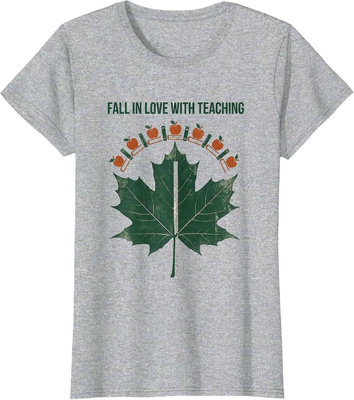 Fall In Love With Teaching Rubber Stamp Teacher Fall Pride T-Shirt - Heather Grey