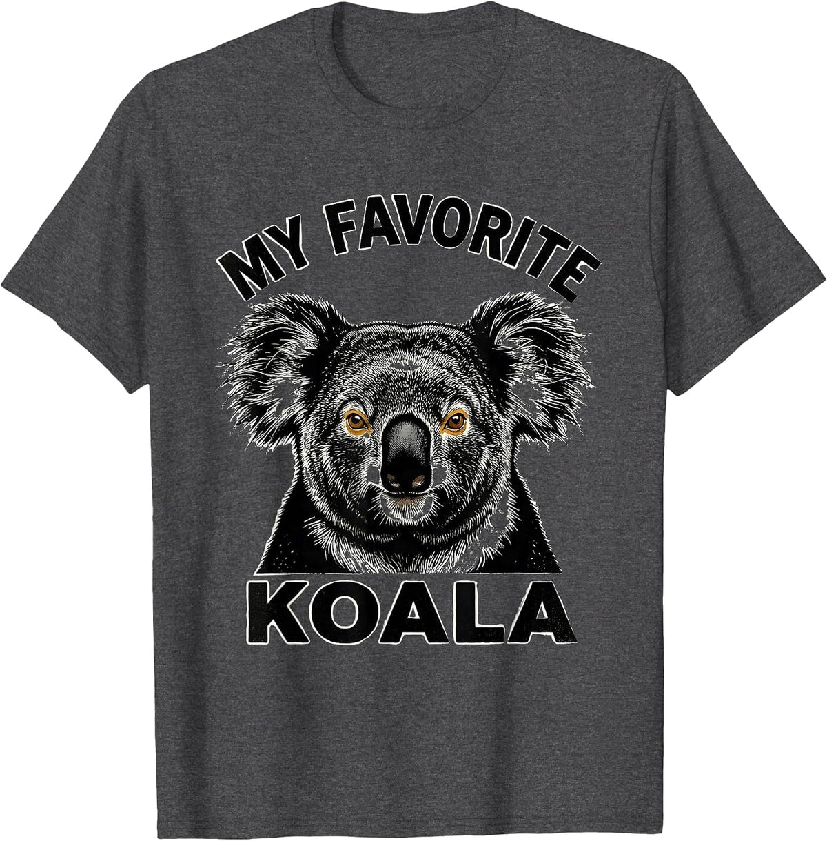My Favorite Koala Scratchboard Animal Portrait Wildlife Art T-Shirt - Dark Heather Grey