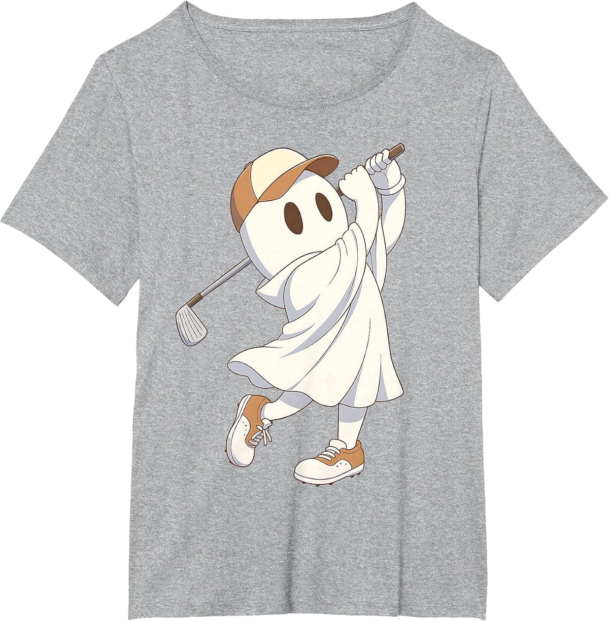 Funny Golf Costume Halloween Ghost Playing Graphic T-Shirt - Heather Grey