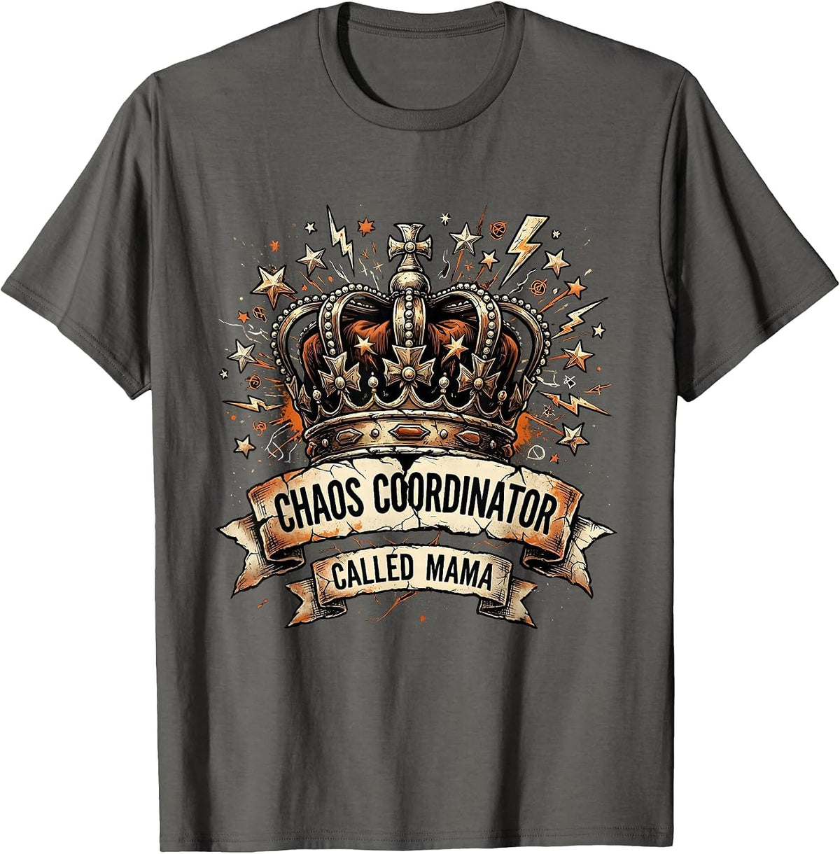 Chaos Coordinator Called Mama Funny Mom Design T-Shirt - Asphalt Grey