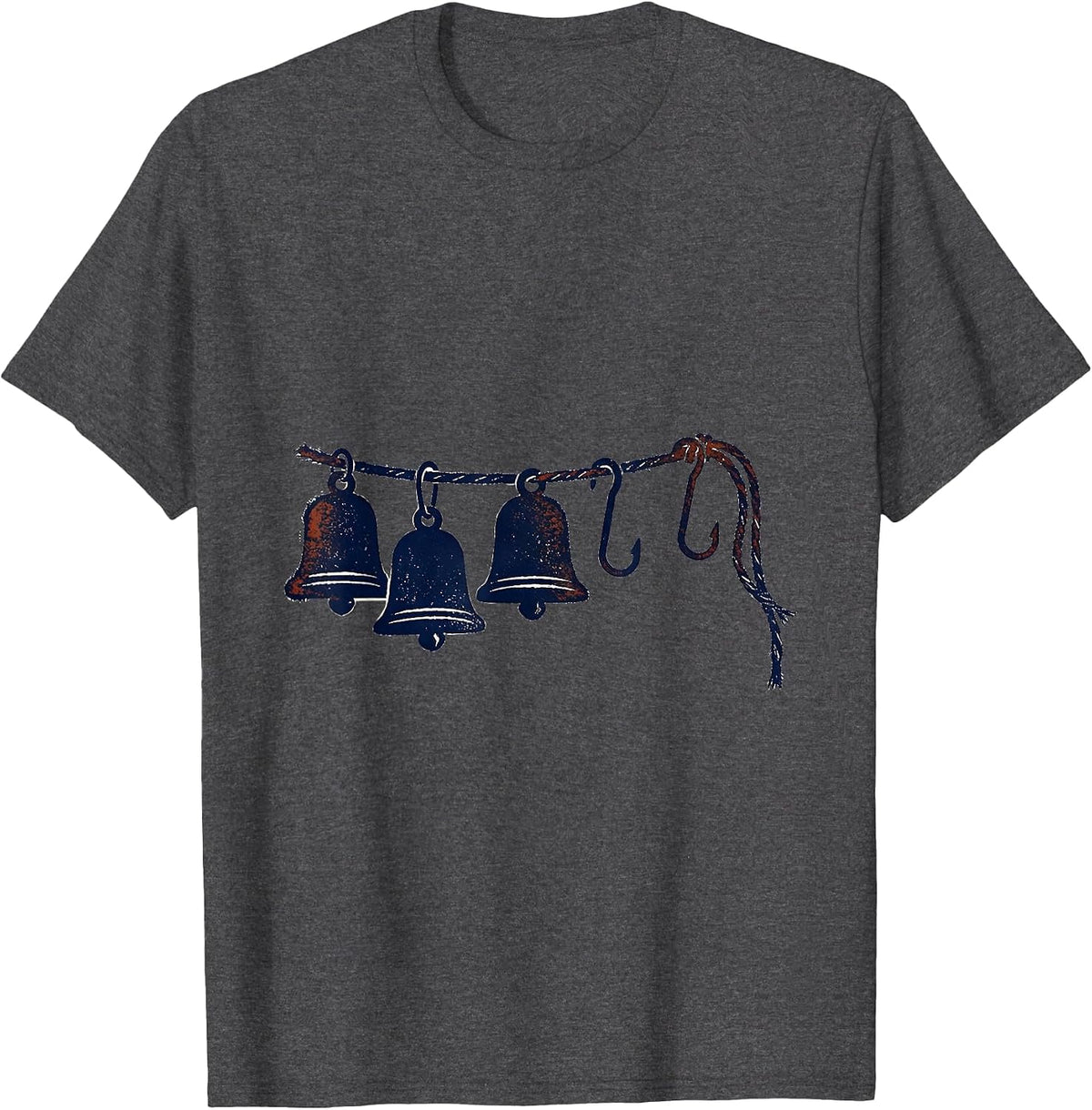 Men's Stamped Jingle Bell Rubber Stamp Humor Christmas T-Shirt - Dark Heather Grey