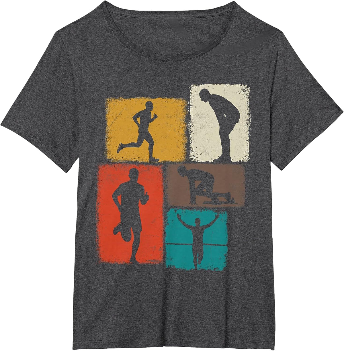 Running Collage Runner Men Coach Marathoner Run Dad T-Shirt - Dark Heather Grey