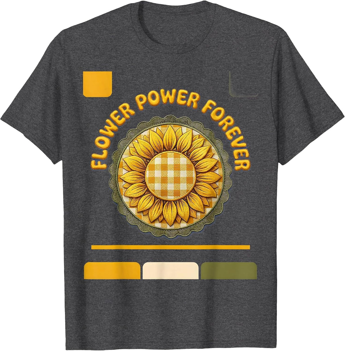 Men's Flower Power Forever Hippie Groovy Design T-Shirt - Dark Heather Grey