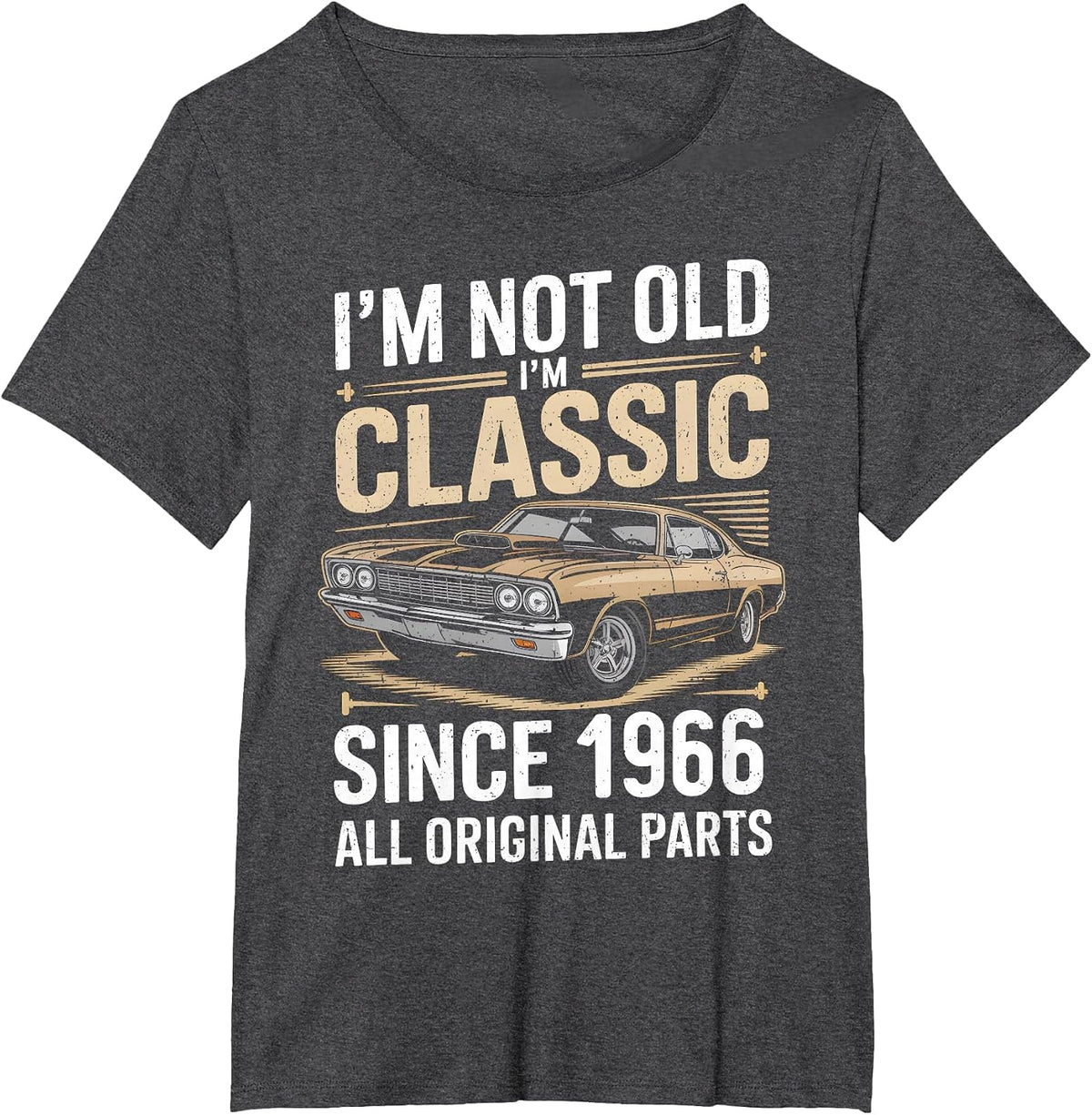 Funny 60th Birthday Classic Vintage Car Men 1966 Birthday T-Shirt - Dark Heather Grey