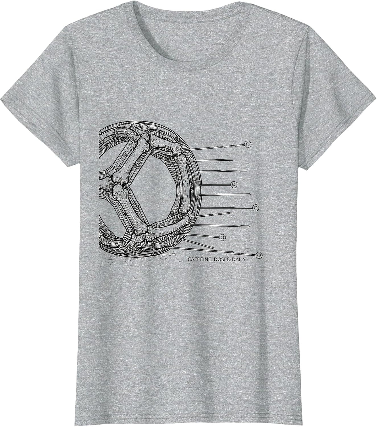 Caffeine, Dosed Daily Funny Pharmacy Tech Novelty T-Shirt - Heather Grey