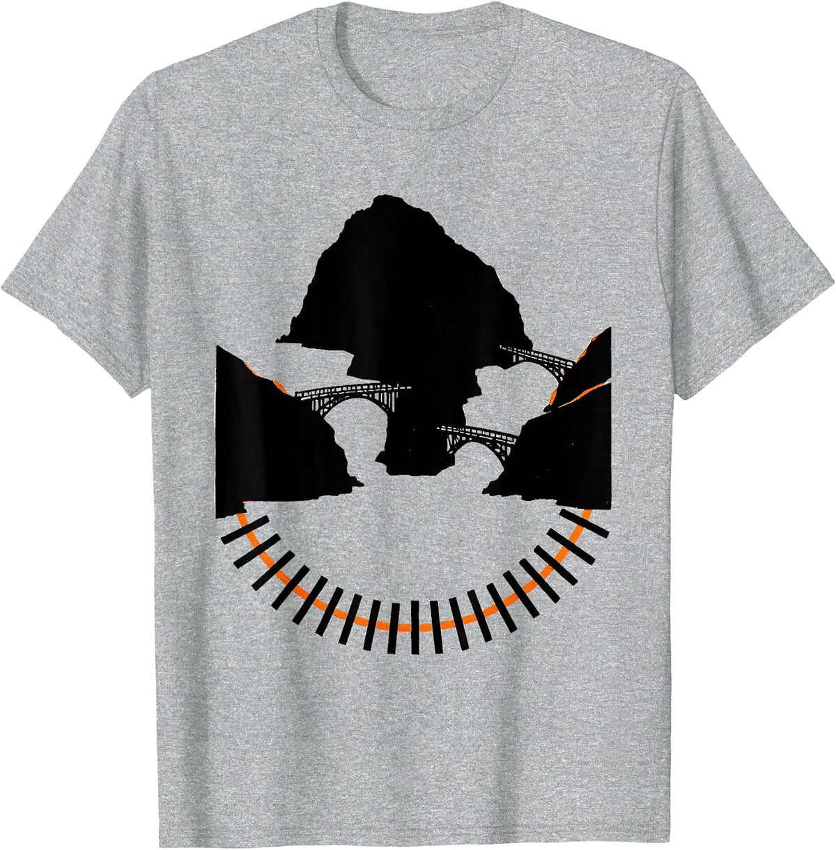 Men's Harbor Headland Stencil Vintage Beach Travel Nostalgia T-Shirt - Heather Grey