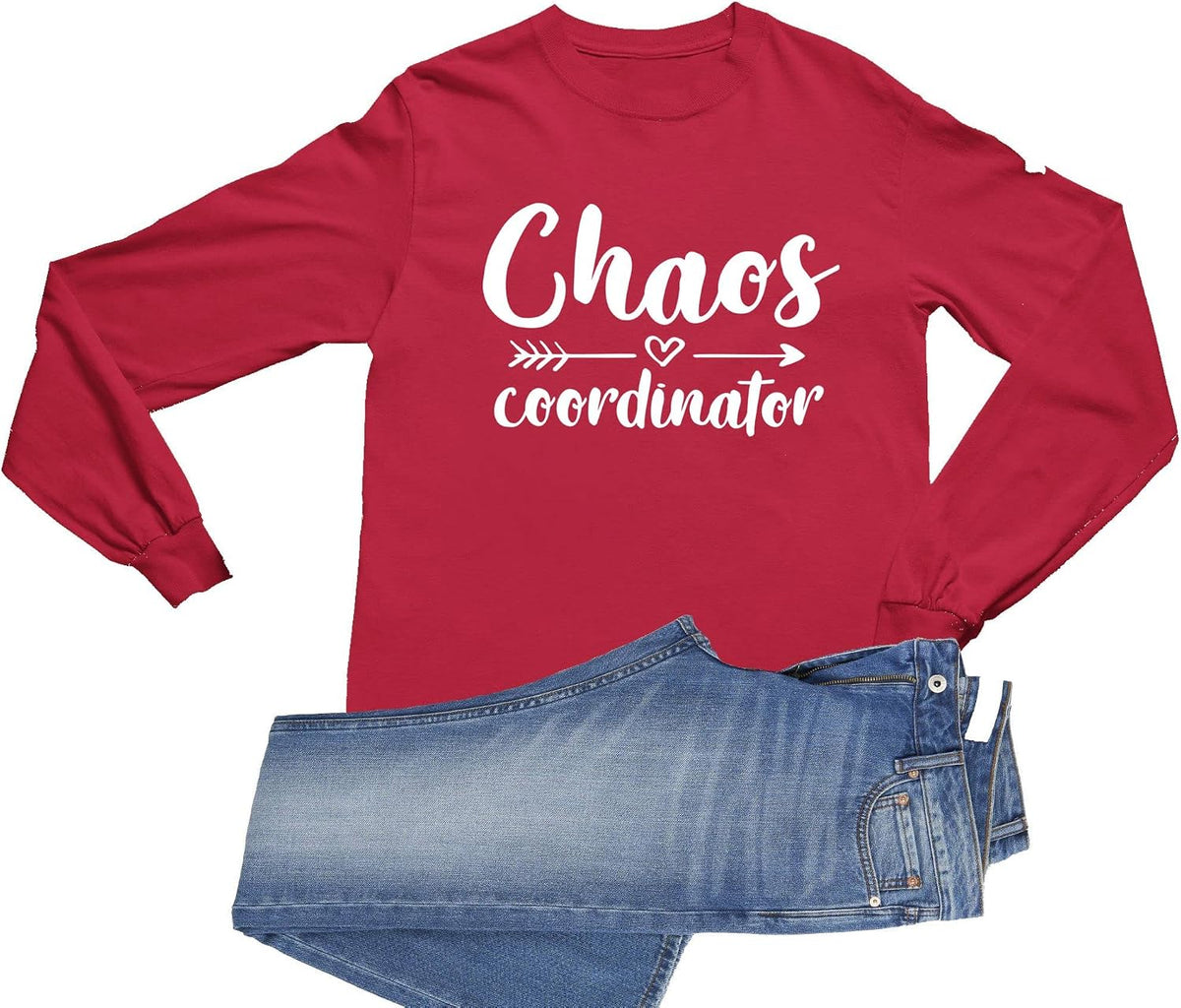 Go All Out Adult Chaos Coordinator Funny Mom Parent Long Sleeve T-Shirt - Red