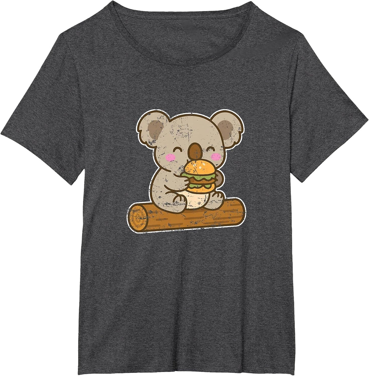 Cute Koala Burger Snack Cartoon T-Shirt - Dark Heather Grey